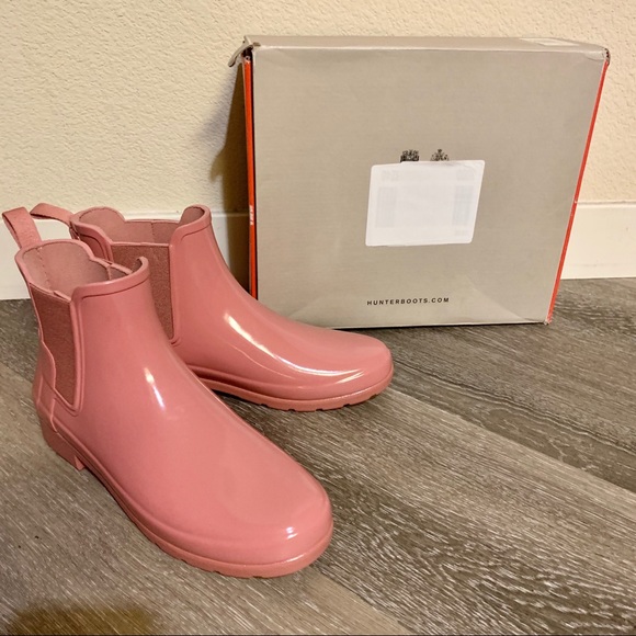 Dusty Rose Pink Original Gloss Chelsea Rain Boots - Picture 3 of 8